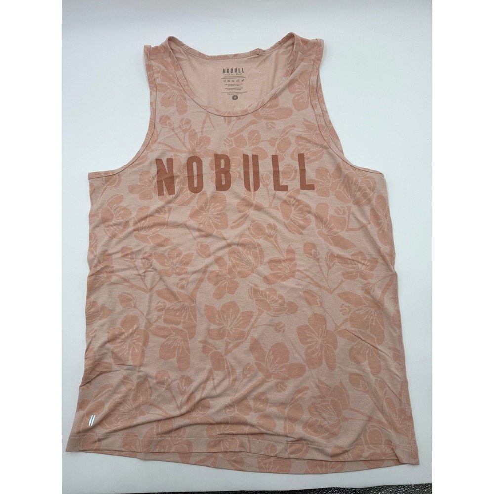 NOBULL Mens Floral Logo Tank Top Pink Cherry Blossom Training Gym Shirt M